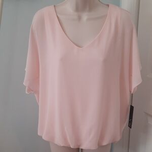 NWT BCX Pink Butterfly Chiffon Style Blouse sz Large
